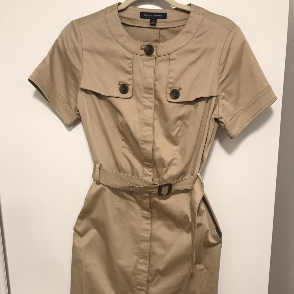 Brooks brothers long khaki belted dress